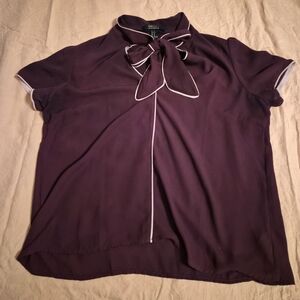 Forever 21 Neck Tie Blouse Maroon